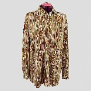 NEW! Shein‎ button up shirt XL white/gold/brown